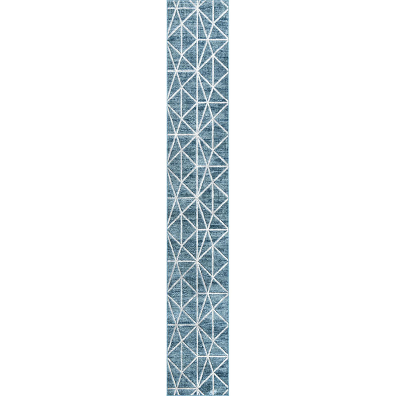 Tapis contemporain Eshin couleur océan, Tapis de couloir 2 pi 7 po x 16 pi 5 po