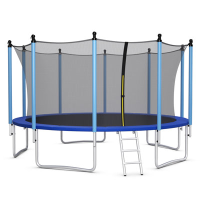 Gymax Round Backyard Trampoline with Safety Enclosure