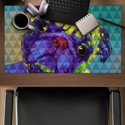 Geometric curious pug - 14.00"x24.25" Desk mat