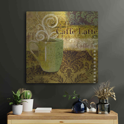 Art mural en métal luxueux «Coffee 1 Latte» par Viv Eisner, 24 po x 24 po