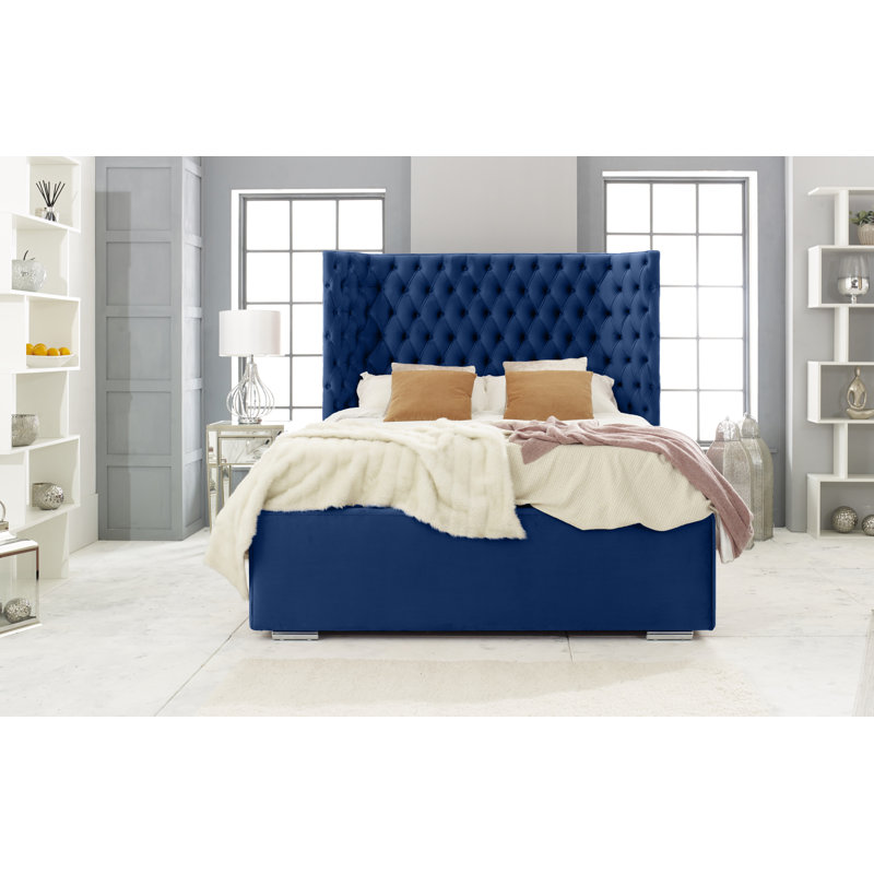 Ginnia Upholstered Bed, Single (3'), Blue
