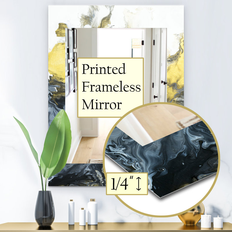 Miroir mural marbré 7 mid-century, H 24 po x l 32 po