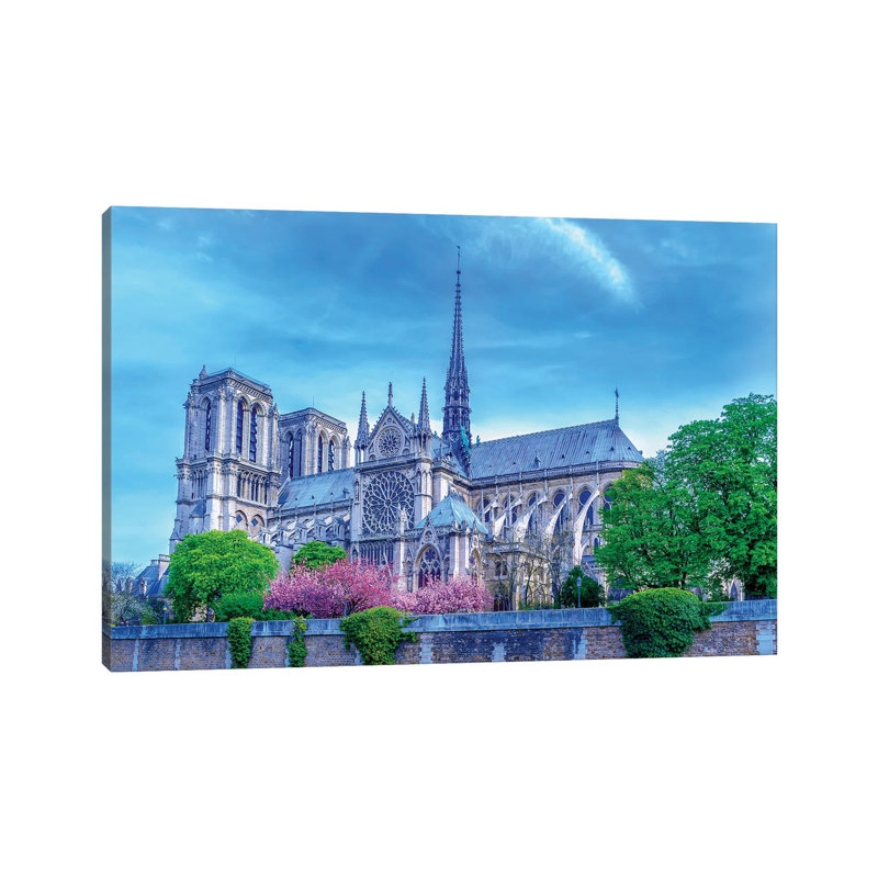 Cherry Blossoms Notre Dame Cathedral by Rose Palmisano - Gallery-Wrapped Canvas Giclée on Canvas, Wrapped Canvas