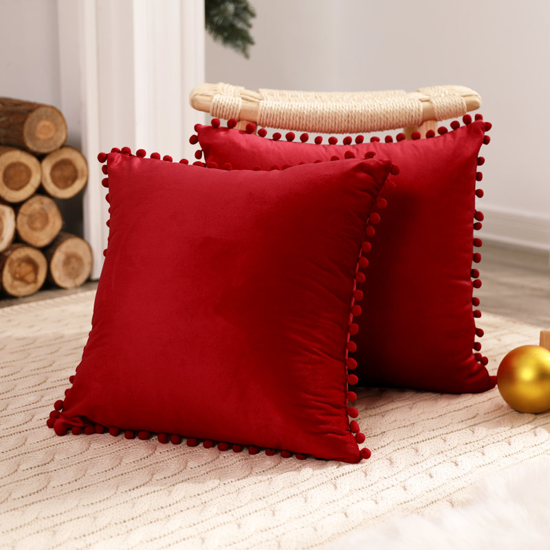 Knowles Square Cushion Cover, 61cm H x 61cm W x 1cm D, Red