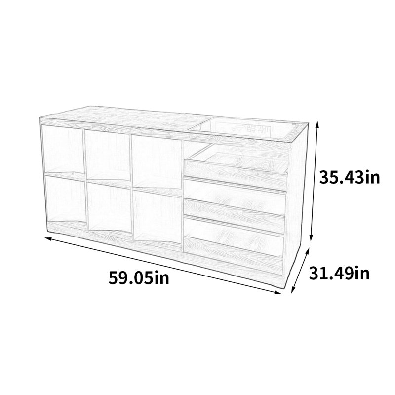 Vitrine pour vêtements, H 35,43 po x l 59,05 po x P 31,49 po