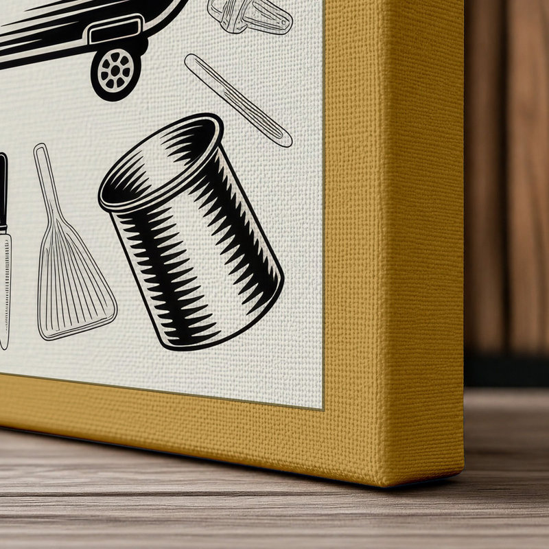 Road Cooker Retro - Wrapped Canvas, 24x16 - 61.0 x 40.6 cm, Ochre Border