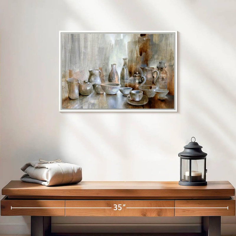 Still Life Coffee Time, Floating Frame White, 19" X 13"