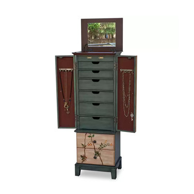 Armoire à bijoux de luxe en chêne clair peint