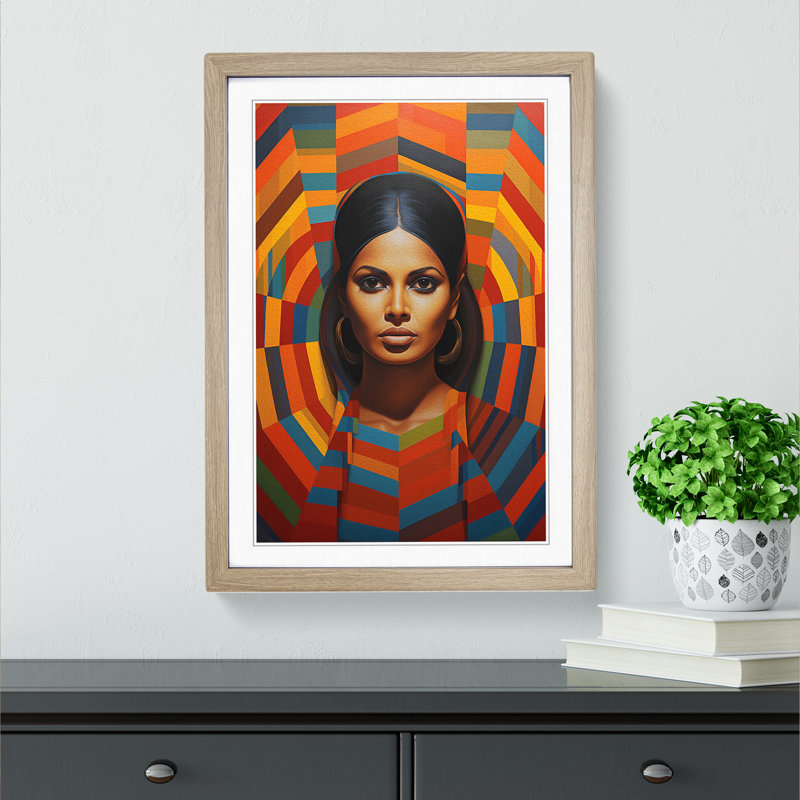 Indian Woman Op - Framed Print, Oak Framed, 34cm H x 25cm W x 2cm D