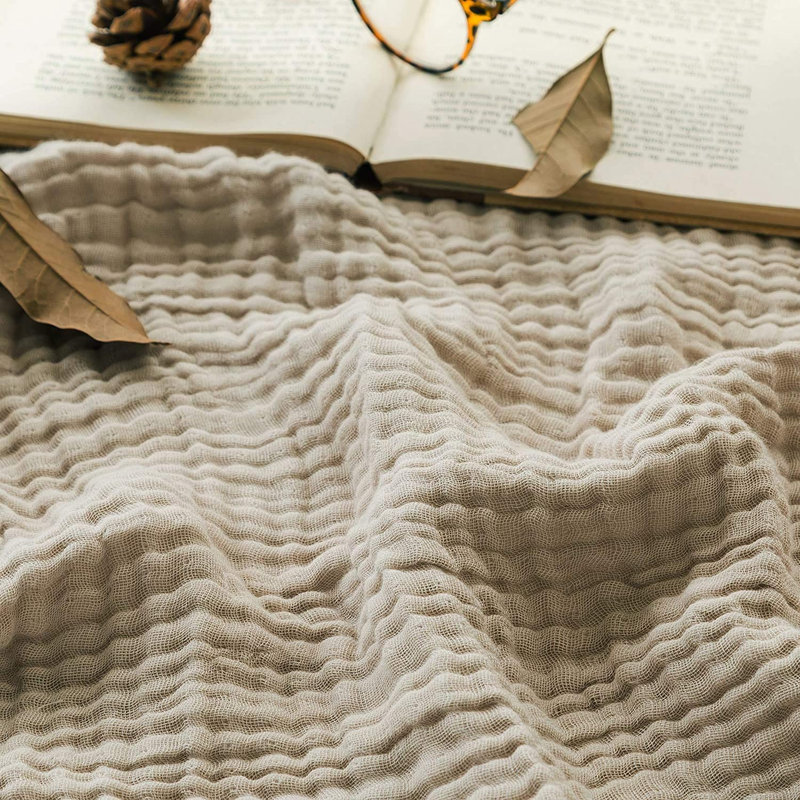 Couverture 100% coton Guillemette, Diluer le brun