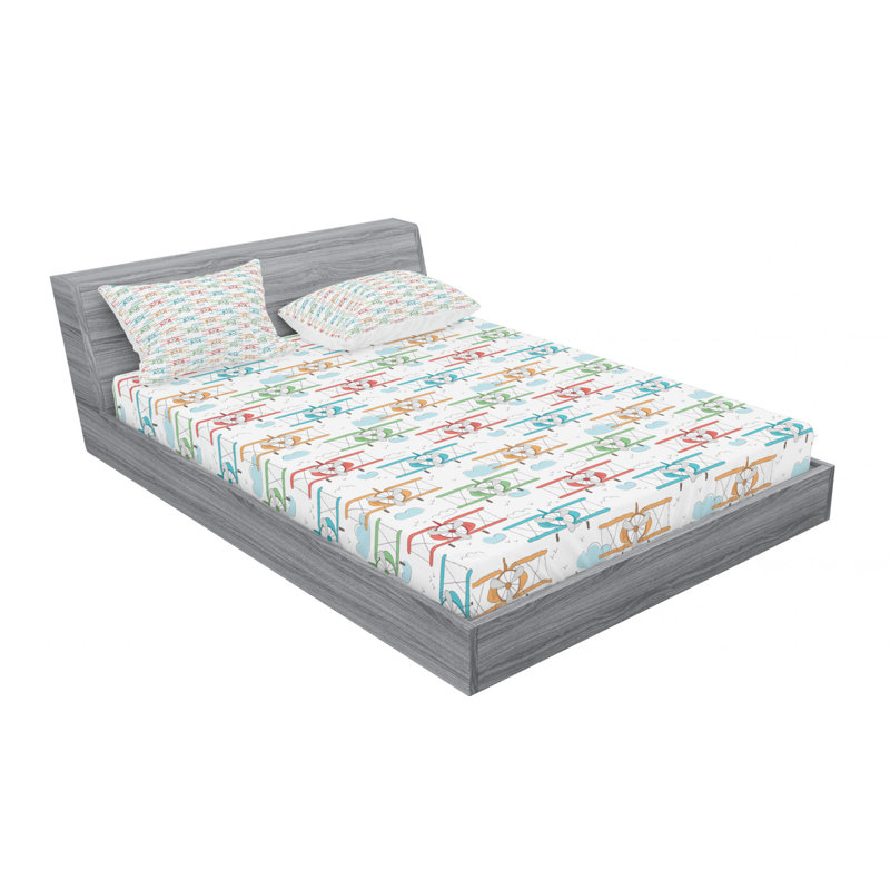 Airplane Microfiber Sheet Set, Full/Double Sheet Set with Fitted Sheet