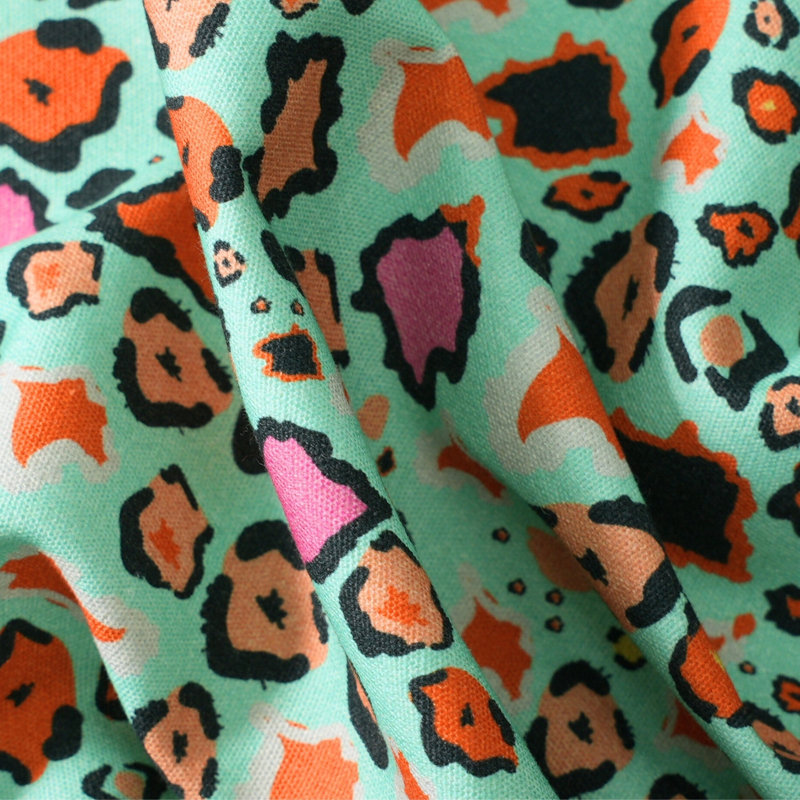 Leopard Lights Linen Fabric, Kingfisher