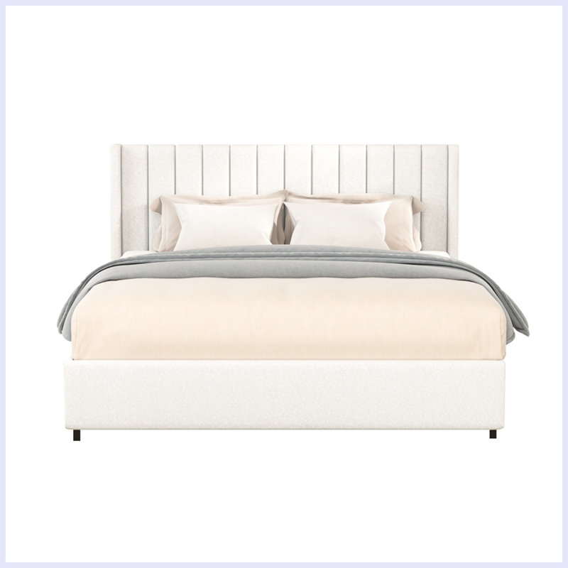 Grand lit plateforme tapissier Grimona Anda Ivory