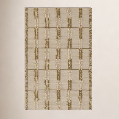 Ganya Green Hand-Woven Striped Wool Rug