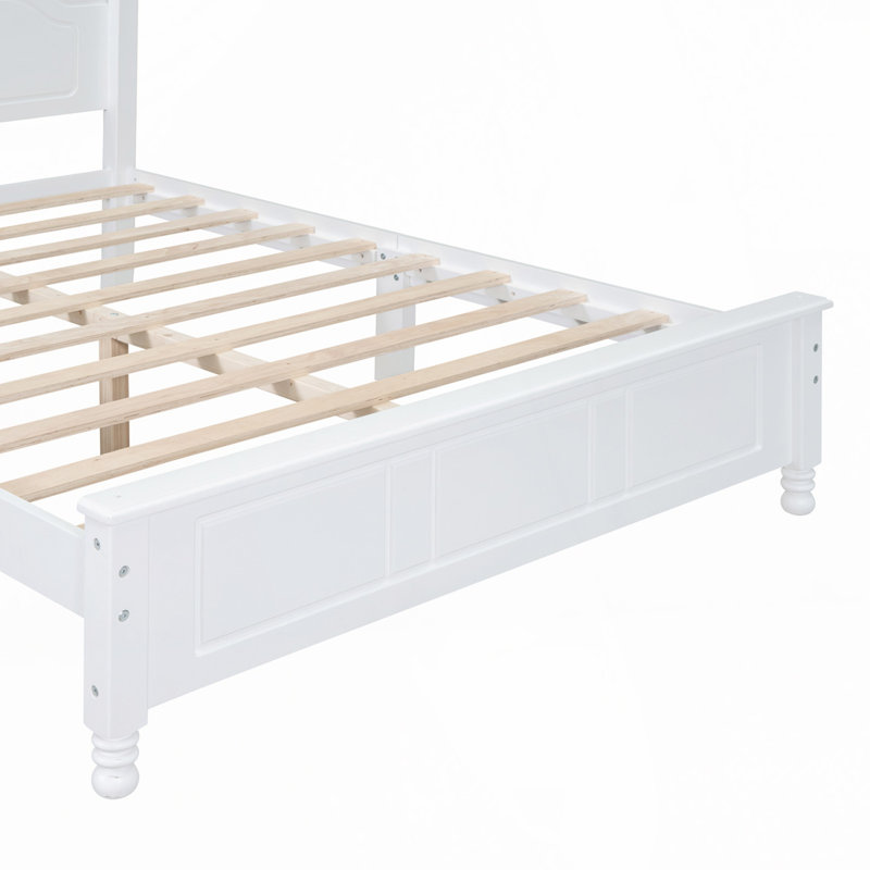 Wood Platform Bed Frame, White, Full