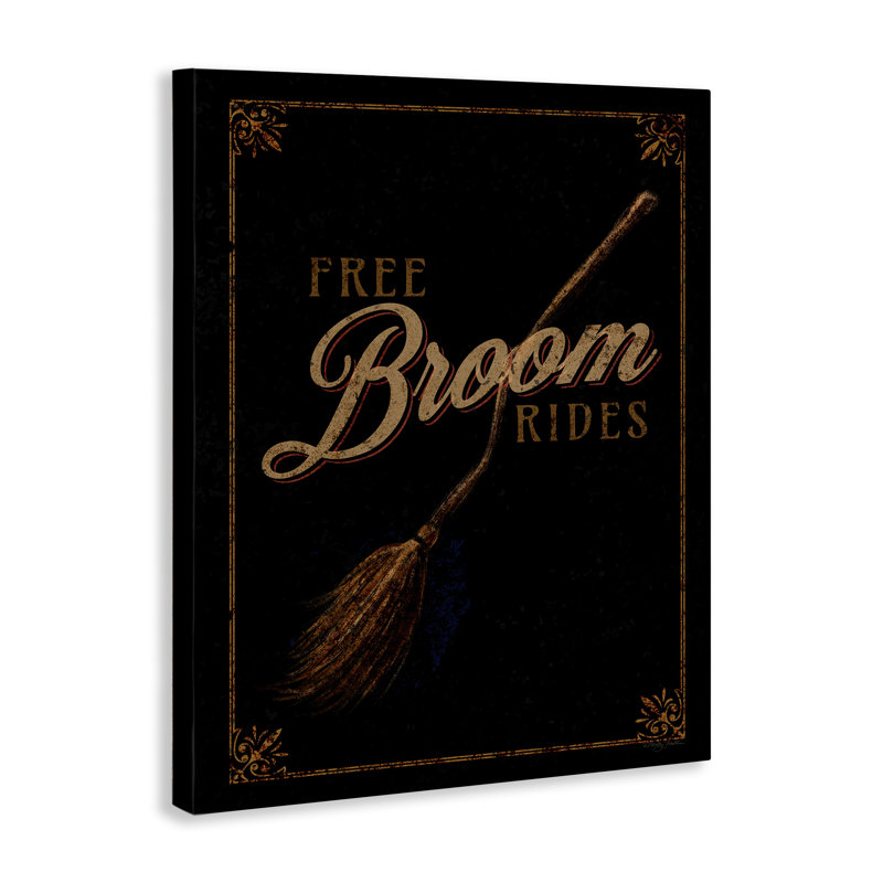 «Rustic Free Broom Rides», art mural sur toile par Molly Mattin, H 20 po x l 16 po