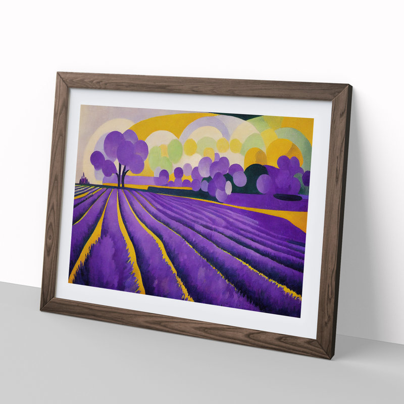 Abstract Lavender Field - Framed Print, 46cm H x 64cm W x 2cm D, Walnut