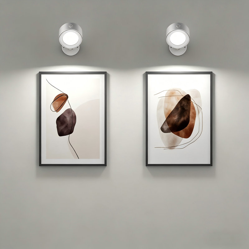 Lightbiz 2-Pack Cordless LED  Sconces - Rechargeable Remote Dimmable 3 Color Temperatures Magnetic Ball Rotation