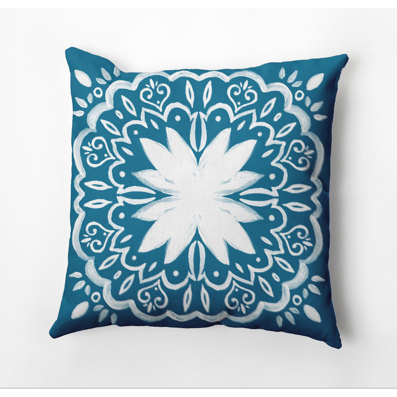 Coussin Cuban Flare, Bleu sarcelle, 18 po x 18 po