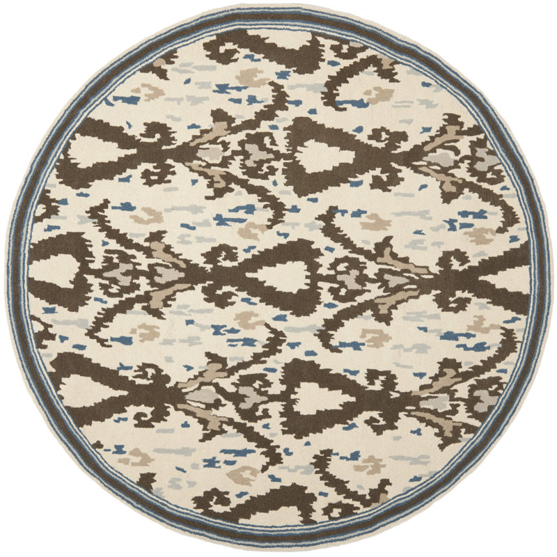 Martha Stewart Hand Tufted Wool Ikat Rug, Round 4'