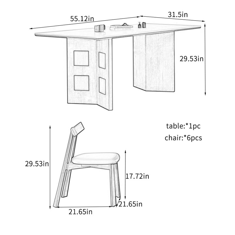 Ensembles de table de salle à manger avec plusieurs excellentes caractéristiques., H 29,53 po x L 55,12 po x l 31,5 po