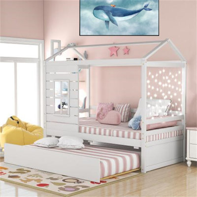 Ault Twin Size House Bed Wood Bed With Twin Size Trundle by Harper Orchard