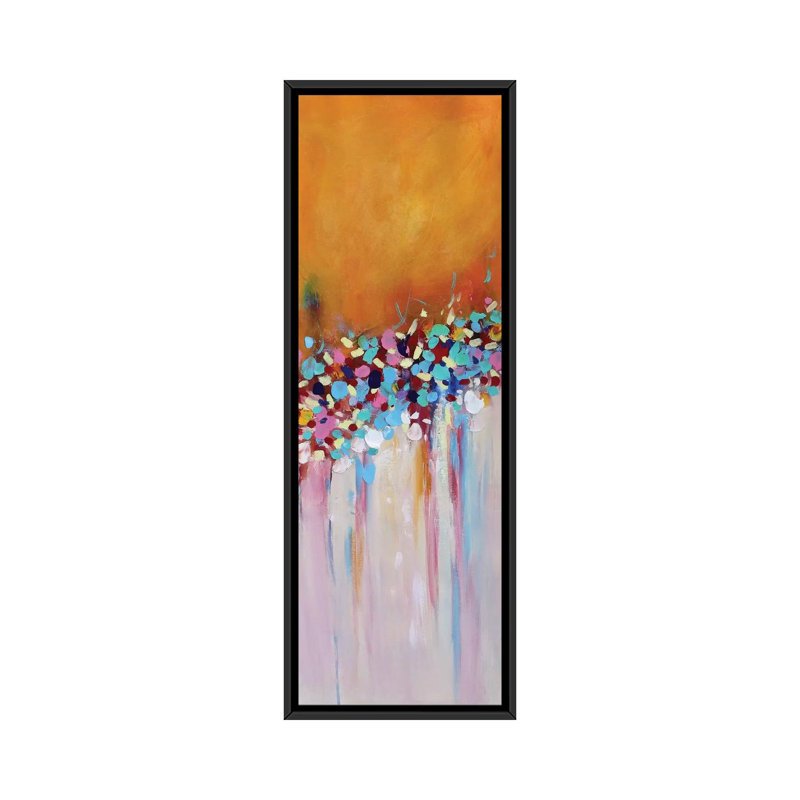 « abstract jardin v », impression sur toile, H 60 po x l 20 po x P 1,5 po, Cadre noir