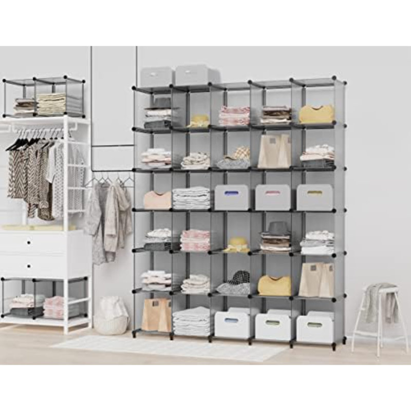 Closet Organizer, 12-Cube Closet Organizers And Storage, Portable Closet Shelves, Clothing Storage (Grey)