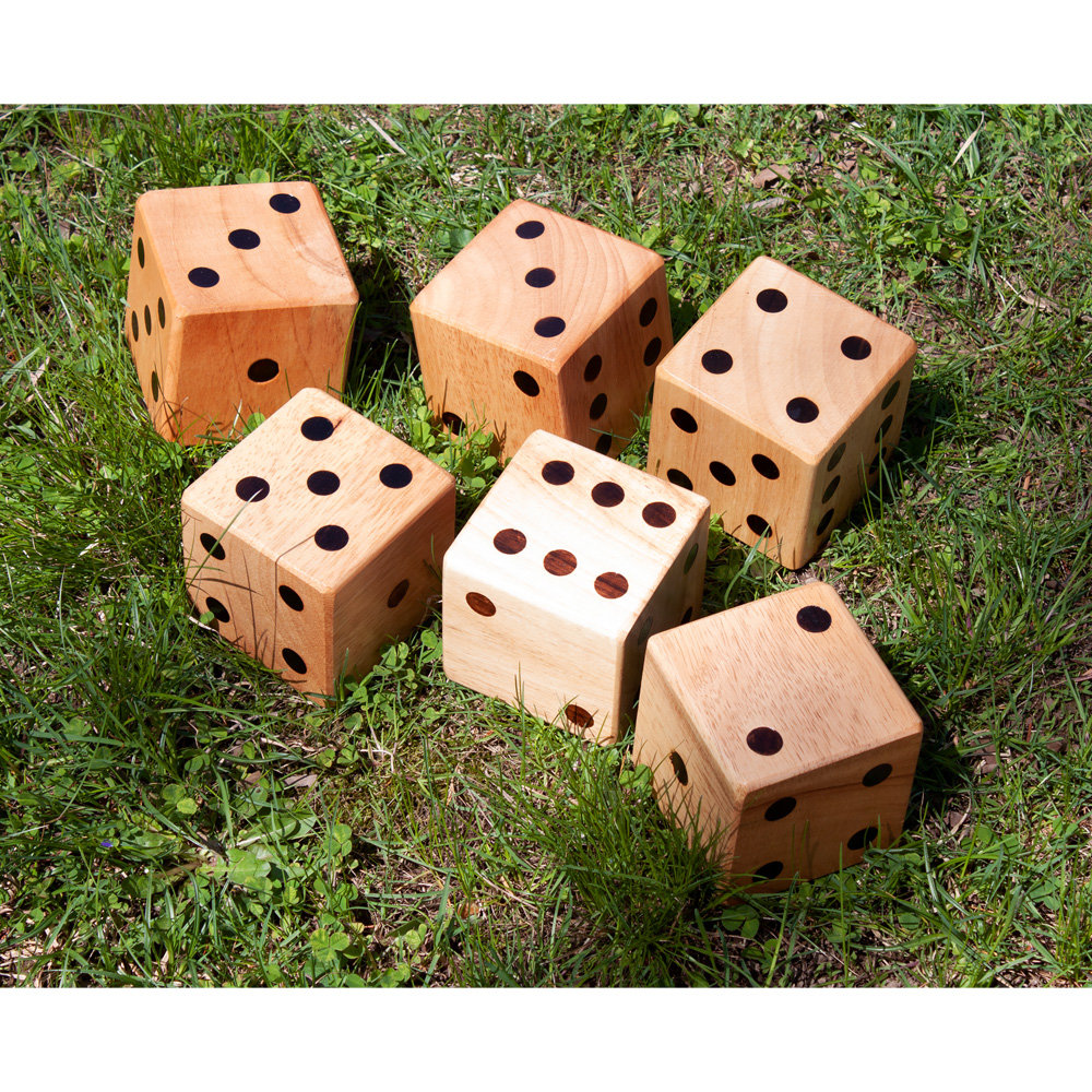 GSE 3.5-Inch Premium Rubber Wood Giant Yard Dice Set with Bucket and Yardzee & Farkle Scorecard GSE Games & Sports Expert