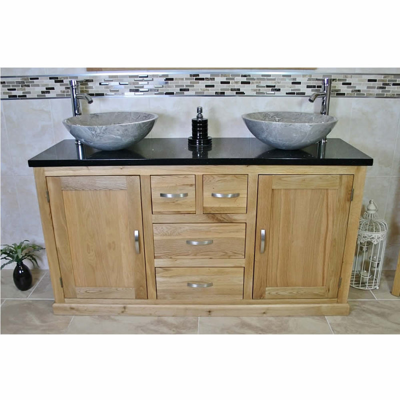 Decoteau 1430mm Double Bathroom Vanity with Vessel Stone Basin, Grey