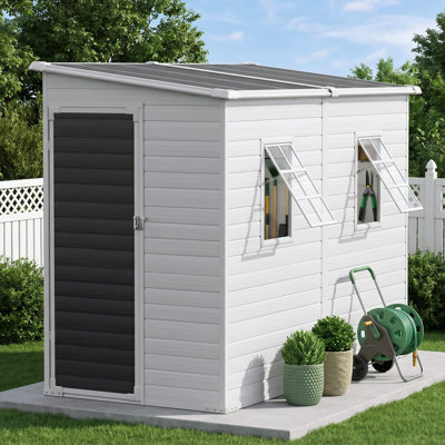 Remise de rangement d'extérieur 4 x 8 pi Kirklin avec fenêtre, remise à outils en résine toutes saisons, remise en plastique imperméable avec porte verrouillable