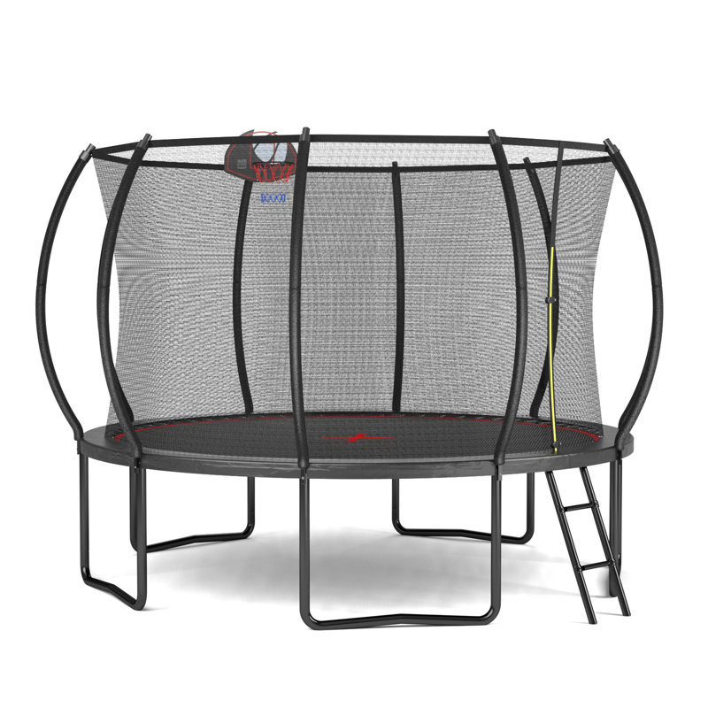 YC 12FT Trampoline Pumpkin- Ladder-Black Red