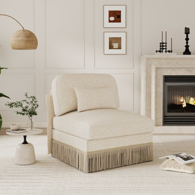 Canapé sans accoudoirs en chenille léopard avec 1 coussin - café beige