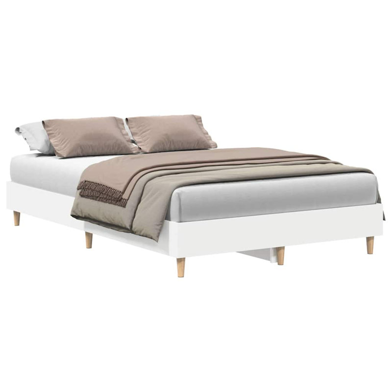 Bed Frame No Mattress Engineered Wood, Small Double (4'), White