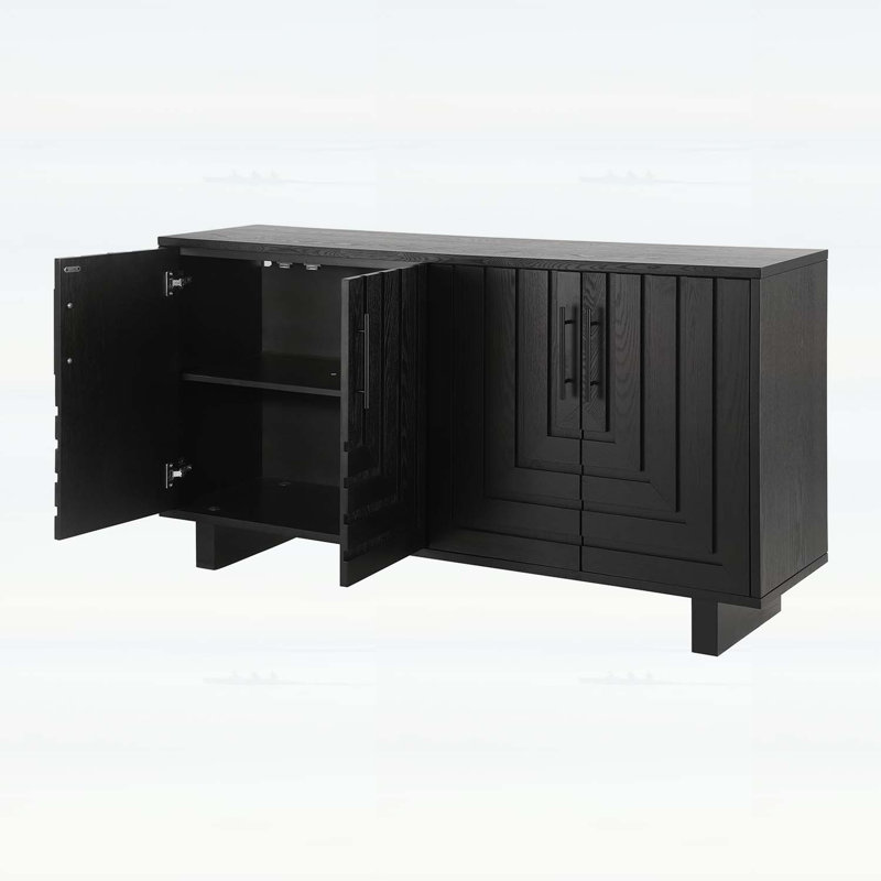Buffet moderne avec 4 portes, Noir