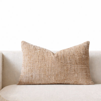 Mocha Double-Sided Woven Chenille Textured  Throw Pillow With Insert 12" X 20", 1-Pack