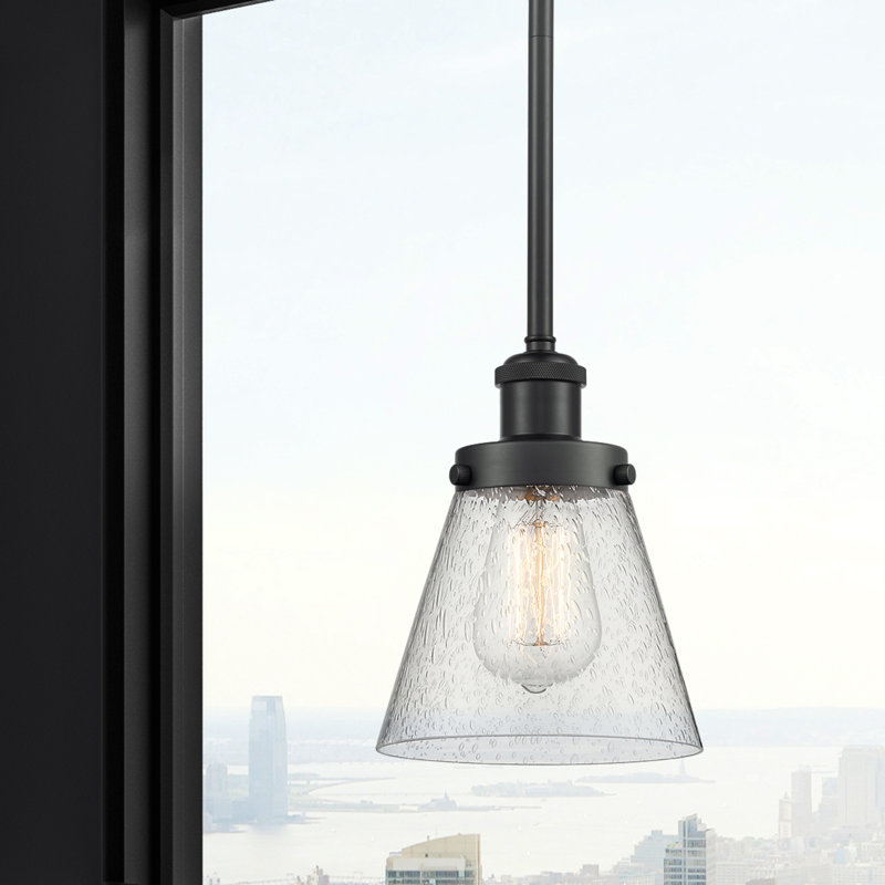 Mini-luminaire suspendu avec tige 6 po Ballston Urban Cone, Grainé, Noir mat, Ampoule non incluse