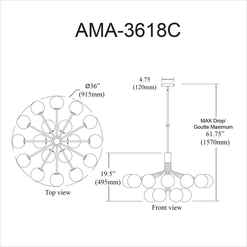 Aleyna 18 - Light Dimmable Chandelier, Aged Brass