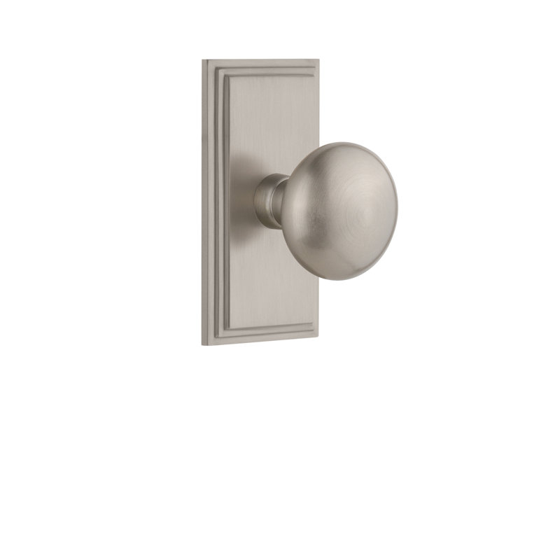 Grandeur Carré Plate Passage with Fifth Avenue Door Knob, Satin Nickel, 2 3/8"