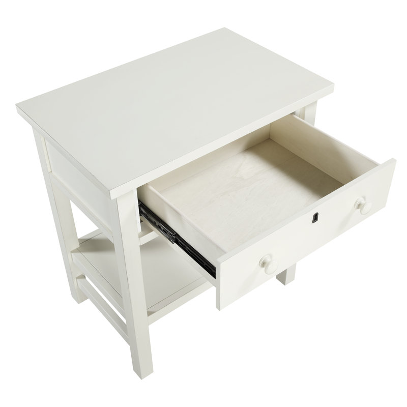 Table de chevet avec rangement 1 tiroir Adaisia, Blanc antique