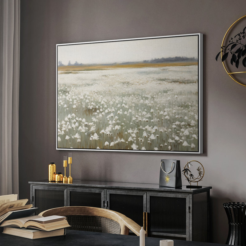 Paysage rétro - TG - Toile tendue avec châssis, H 25 po x l 37 po x P 2 po, Toile encadrée flottée blanche