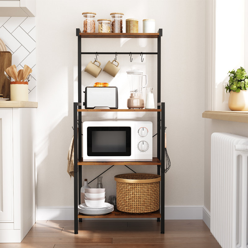 Kitchen Bakers Rack 4 Tiers Coffee Bar Station with Storage