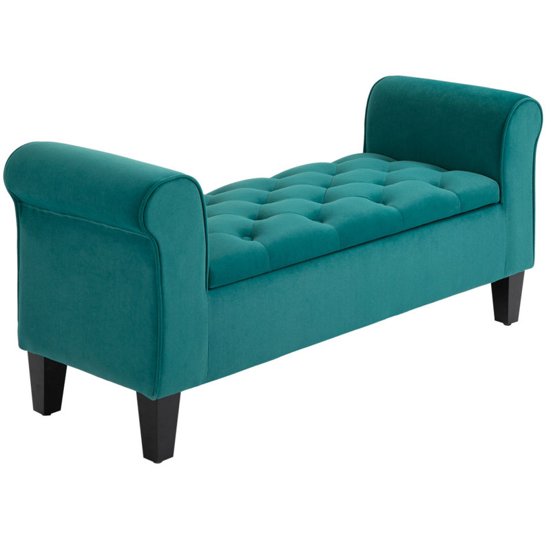 Banc de rangement capitonné avec accoudoirs roulés pour le salon ou le couloir, HOMcom