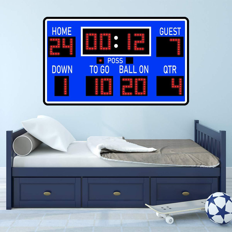 Autocollant mural Charleena Football, H 12 po x l 20 po, bleu