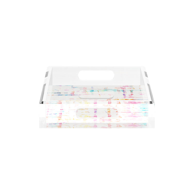Coco Cream Acrylic Rectangle Decorative Tray, 22"W x 14.5"D x 2”H