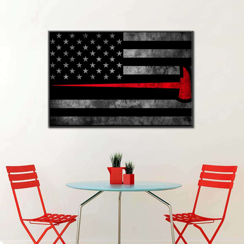 Impression sur toile drapeau pompier, L 8 po x H 12 po