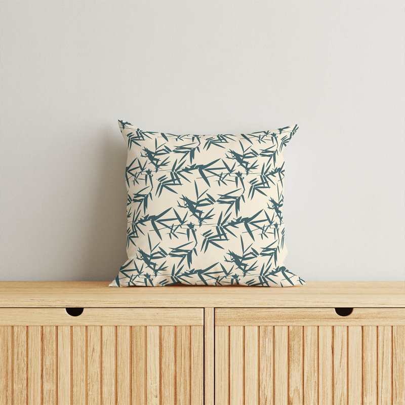 Coussin décoratif en bambou, Turquoise poudreux, Carré 18 po
