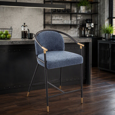 Tabouret de comptoir de 26 po de hauteur avec cadre en métal (ensemble de 2) - bleu marine