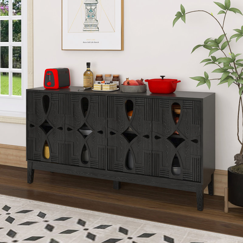 Buffet avec rangement Mid-Century, Noir