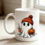 1pc Ceramic Coffee Mug Spooky Ghost Pumpkin Design for Halloween Home Office & Cafe.